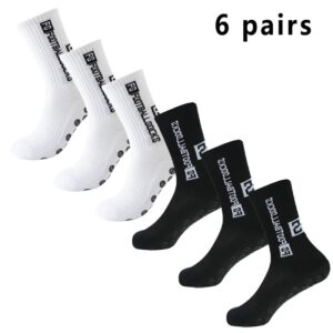 Calcetines de fútbol antideslizantes, medias de goma, algodón, 6 pares