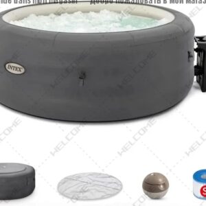 Bañera de hidromasaje inflable redonda, bañera de agua relajante para exteriores, Spa con chorros calmantes, cubierta aislada
