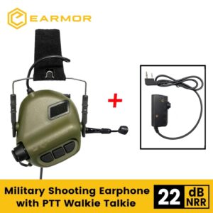 EARMOR-auriculares tácticos M32 MOD3 + adaptador PTT, protección de tiro, auriculares con cancelación de ruido, protección táctica