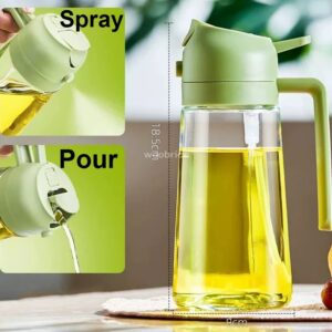 PULVERIZADOR 2 en 1 para aceite de oliva, botella dispensadora con diseño de mango cómodo para barbacoa, freír al aire, horno y Camping