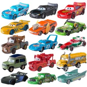 Disney Pixar Cars Lightning McQueen 1:55, coche de aleación de Metal, juguete Mater Sheriff, vehículos de juguete, regalos para niños