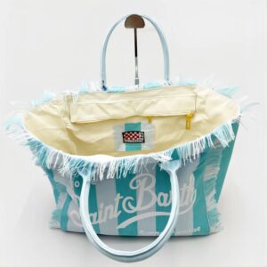 Bolso de mano con borla a rayas para mujer, bolso de mano ligero de lujo, gran capacidad, bolso de lona de viaje informal, cómodo, a la moda, nuevo