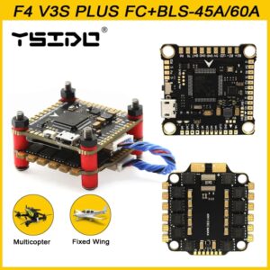 YSIDO-Control de vuelo F4 V3S PLUS, Control de vuelo FC, compatible con BetaFlight/INAV BLS-45A/60A, 4 en 1 ESC Stack para RC FPV Drone, avión Quadcopter, nuevo