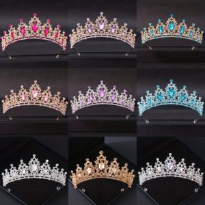 Tiara para el pelo de boda, corona nupcial de cristal, diadema de velo de Color plateado, accesorios para el cabello de boda, tocado, joyería para la cabeza