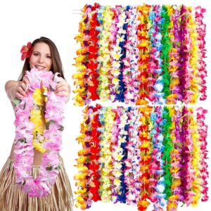 Collar Artificial de flores tropicales para decoración de fiestas, suministros Hawaianos para primavera y playa, 36/72 piezas