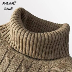 Suéter de cuello alto para hombre, Jersey informal de punto con cuello vuelto, mantiene el calor, de lana, novedad
