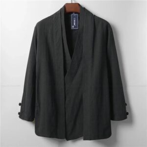 Cárdigan Hanfu de lino de estilo chino para hombre, camisas Zea Tea Kung Fu, Kimono japonés, chaquetas, abrigos, bata, ropa de moda Oriental