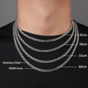 Collares cubanos básicos de acero inoxidable, cadenas de eslabones de molienda de cuatro lados, accesorios para fabricación de joyas DIY, 5mm, 7mm, 9mm