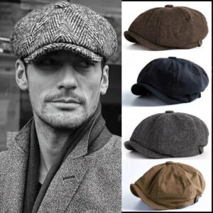 Boina Retro británica para hombre, mezcla de lana, Vintage, espiga, Tweed, informal, Newsboy, sombrero plano