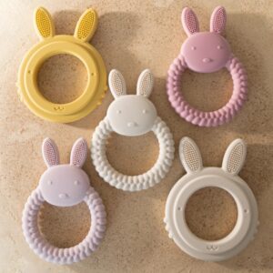 Mordedor de silicona para bebé, mordedor juguete de sin BPA, conejo de dibujos animados, regalos de dentición para lactancia, mordedor Molar para la salud del bebé, accesorios para recién nacido, 1 piezas