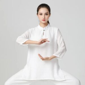 Disfraces finos de Wushu para mujer, ropa de Tai Chi, traje de rendimiento de artes marciales, traje de Kung Fu de Color sólido de ocio suelto, primavera y verano