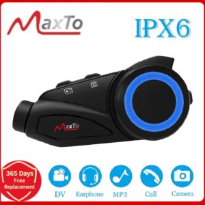 MAXTO-intercomunicador M3 para casco de motocicleta, auriculares con Bluetooth, 1000m, WiFi, lente Sony 1080P, grabadora de vídeo, impermeable, 6 conductores