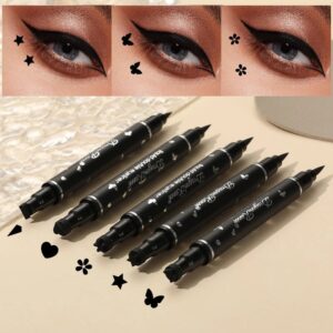 Delineador de ojos con sello de mariposa, pluma 2 en 1, sello de Luna y Estrella, larga duración, resistente al agua, negro, líquido, maquillaje, cosmético