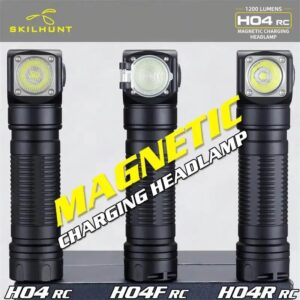 Skilhunt H04 H04R H04F RC 1200 lúmenes personalizado UI USB linterna LED magnética recargable caza Camping + diadema