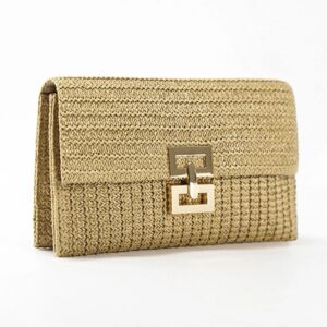 Embrague tejido de paja para mujer, rafia, ganchillo, playa, ratán, informal, fiesta, boda, noche, bolso de lujo, verano, nuevo