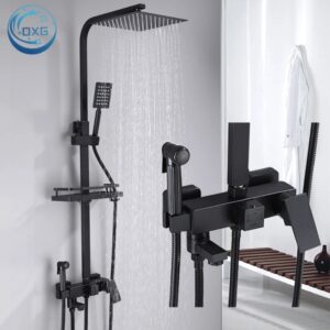 OXG-grifos de ducha de latón cromado y negro, sistema de ducha, rociador de lluvia para Baño