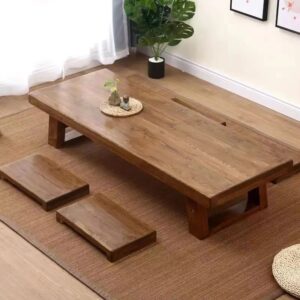 Mesa larga y baja de madera maciza Simple y pura para té japonés, tatami, mesa de centro de arroz, balcón, mesa Simple y económica