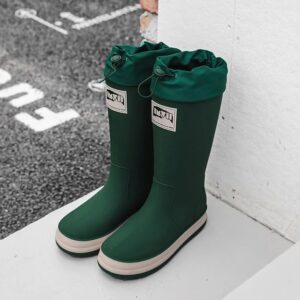 Zapatos de lluvia impermeables antideslizantes para acampar al aire libre para parejas, zapatos de plástico cálidos versátiles de Taobao, a la moda