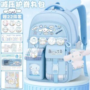 Sanrio Yugui mochila escolar para perros, mochila ultraligera de gran capacidad para estudiantes, protección de la columna vertebral para niños