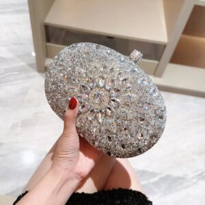 Bolso de mano de lujo con diamantes de cristal para mujer, cartera brillante para fiesta de boda