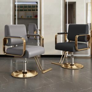 Silla De barbería De lujo, diseño giratorio dorado personalizado, muebles para salón De belleza