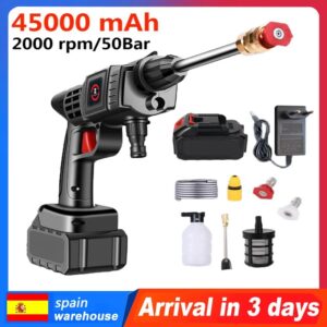 Limpiador inalámbrico de alta presión, pistola de agua, máx. 70BAR, 12000mAh, generador de pulverización de espuma, lavadora de coche para el hogar, herramientas de limpieza de coche