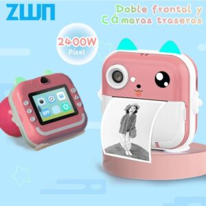 Cámara Digital HD de 1080P para niños, cámara de impresión térmica instantánea, Vídeo fotográfico con tarjeta de memoria de 32G