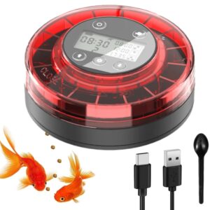 Alimentador automático de peces para acuario, dispensador automático de alimentos con temporizador, alimentador recargable con Cable USB, pantalla LCD
