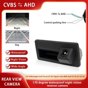 Cámara de visión trasera para coche, videocámara HD impermeable para VW, Volkswagen Golf, Passat B7, B6, Tiguan, Jetta, MK6, Audi A3, A4, A5, Q5, A6