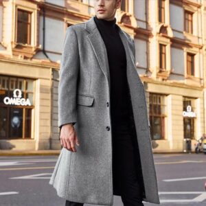 Abrigo largo de lana para hombre, chaqueta informal de estilo británico, rompevientos, novedad de 2024