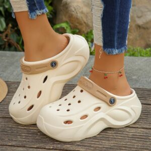 Sandalias de plataforma gruesa para mujer, zuecos de eva de suela gruesa para jardín, zapatillas de playa antideslizantes para exteriores, 2024