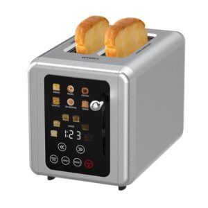 Tostadora con temporizador Digital de acero inoxidable, 2 rebanadas, seis en uno, máquina de desayuno inteligente, multifunción, sandwichera