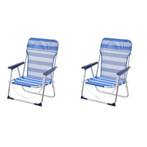ARCO IRIS MUNDI PACL 2 Sillas BAJA fija plegable de playa, Silla respaldo fijo,Silla playa,44x40x72 cm,Silla plegable, Silla fija de aluminio,con asa para transportar soporta 100 kg peso
