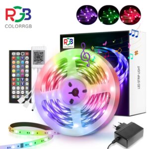 Tiras LED, Luces Led Habitación 5-40 Metros, Tira LED RGB, Led Strip Bluetooth Musical con IR Control Remoto y APP, 16 Milliones de Colores, Luz led para Decoración TV Cocina Fiesta
