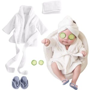 Albornoces de 5 piezas para fotografía de recién nacido, conjunto de toalla de baño con zapatillas, pepino, accesorios para fotos