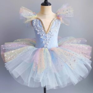 Vestido de Ballet para niñas, tutú de princesa con lentejuelas, faldas de actuación, siete colores