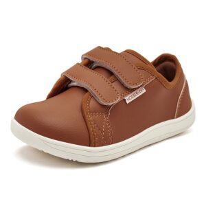 HOBIBEAR zapatos descalzos para niños, zapatillas minimalistas de punta ancha, zapatos ligeros de cuero Artificial con bucle de gancho