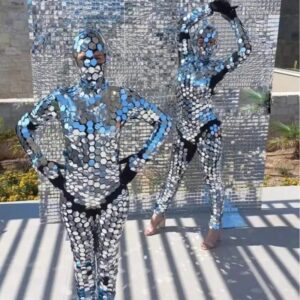 Mono Sexy de cristal brillante para mujer, mono de espejo personalizado, mono de espectáculo de fiesta de cantante moderno