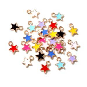 Colgante de Metal con forma de gota de aceite para fabricación de joyas, accesorios de aleación de 9 colores, estrellas pequeñas, KC, oro, 50 piezas, 6x8mm