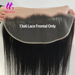 Megeen-encaje Frontal transparente liso, cabello humano prearrancado, encaje Invisible, solo cosido, 13x6 Hd