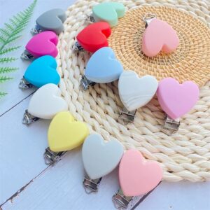 Clip de silicona en forma de corazón para chupete, soporte de cadena para chupete, Clips de lactancia, accesorios de cadena sin BPA, 10 unidades