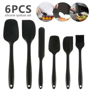 Juego de espátulas de silicona de grado alimenticio, espátulas antiadherentes resistentes al calor para cocinar, hornear, mezclar, hornear, herramientas de horneado, 6 piezas