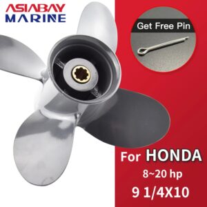 Hélice fuera de borda para Motor de barco, tornillo de aluminio de 4 aspas, pieza de Motor marino de 8 estribos, para Honda 8hp, 9,9hp, 10hp, 15hp, 20hp, 9, 1/4x10