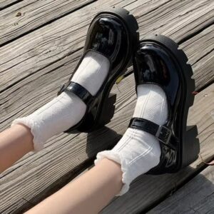 Zapatos de Lolita para mujer, zapatos japoneses, uniforme de estudiantes, tacón alto, zapatos de plataforma, Cosplay, talla grande 40