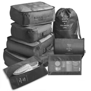 Juego de bolsas de viaje, organizador de ropa, equipaje, manta, zapatos, bolsa, Maleta, cubos de embalaje, 7 piezas