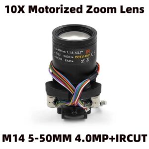 Lente eléctrica Varifocal M14 para cámara de seguridad IP AHD, Zoom motorizado de 4.0MP, enfoque automático, 5-50mm, 1/2, 7 ", CCTV, 10X, 4 megapíxeles, HD