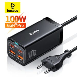 Baseus-cargador de escritorio GaN3 100/ 65W, carga rápida QC 3.04.0, USB tipo C, cargador de teléfono para iPhone 15, Huawei, Xiaomi, MacBook, ordenador portátil