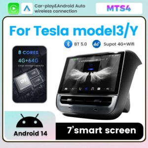 Panel de visualización para asiento trasero de coche Tesla Model 3 Y, compatible con YouTube, Netflix, Carplay, Control de aire acondicionado, reproductor Multimedia, Wifi
