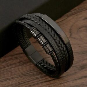 Pulsera clásica de cuero para hombre, accesorio de combinación multicapa tejido a mano, joyería de moda, venta al por mayor, envío directo, nuevo estilo
