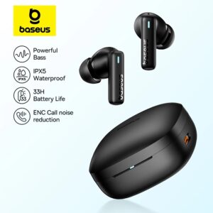 Baseus-auriculares inalámbricos Bowie E19, cascos con Bluetooth 5,3, graves grandes, controladores de 12mm, impermeables IPX5, batería de 33 horas